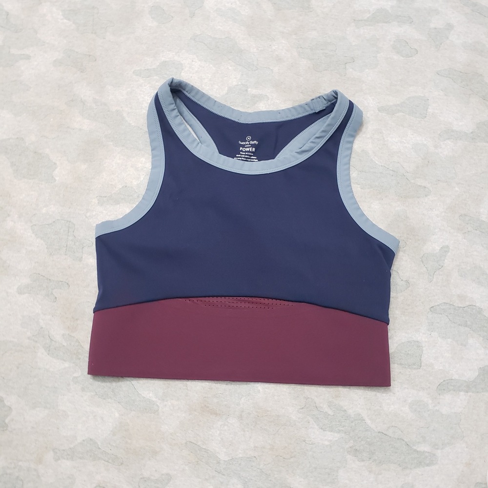 Sweaty Betty Power Tank Top Womens Medium Blue Colorblock Racerback Athletic